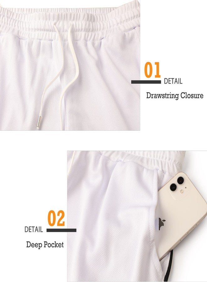 Surenow شورت رياضي رجالي من Surenow، مناسب للجري والتمارين الرياضية، بطول 3 بوصات، خفيف الوزن، يسمح بمرور الهواء، مزود بجيوب، لون أبيض - Image 4